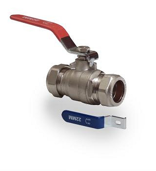 Image for 35mm Compression Lever Ball Valve Red/Blue Handle (RBH35)